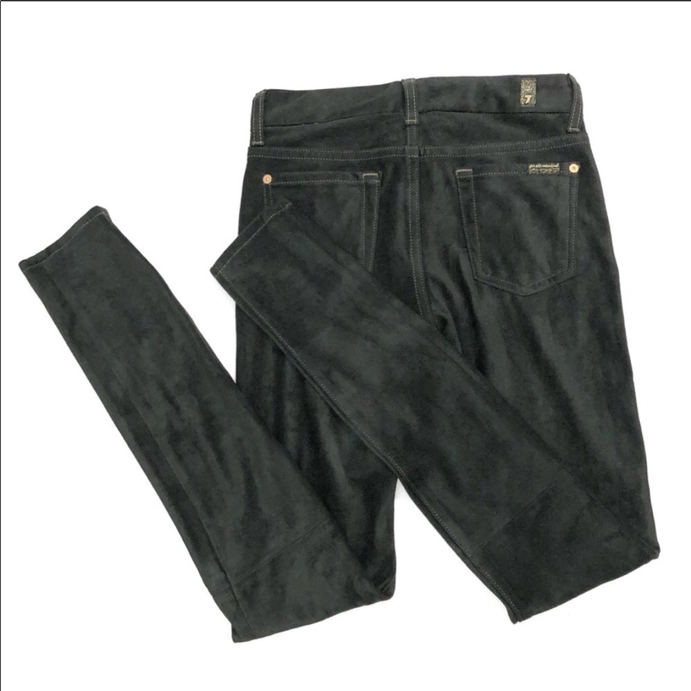 7 FAM Skinny Sueded Jeans in Olive Juniper Green - Picture 5 of 8